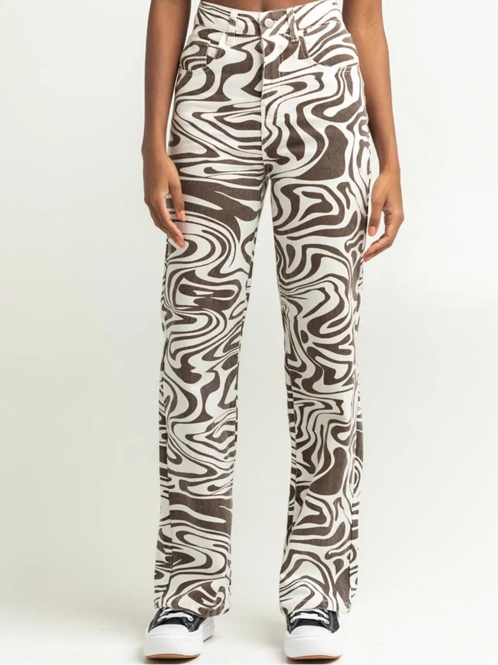 RSQ Swirl Straight Leg Pants in Brown/White size 27